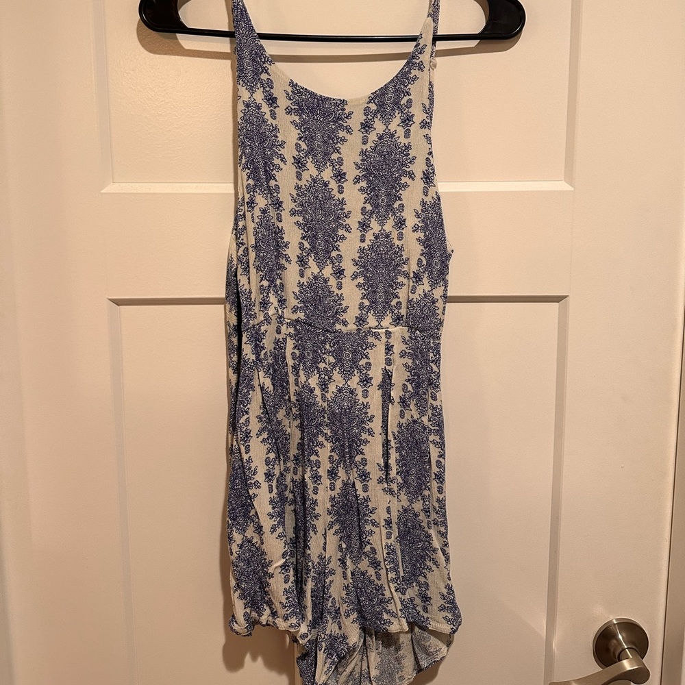 Blue and white summer romper